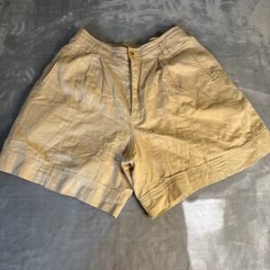 Liz Wear Vintage Safari Shorts Size 28 Women's‎ Khaki Pleated High Waist